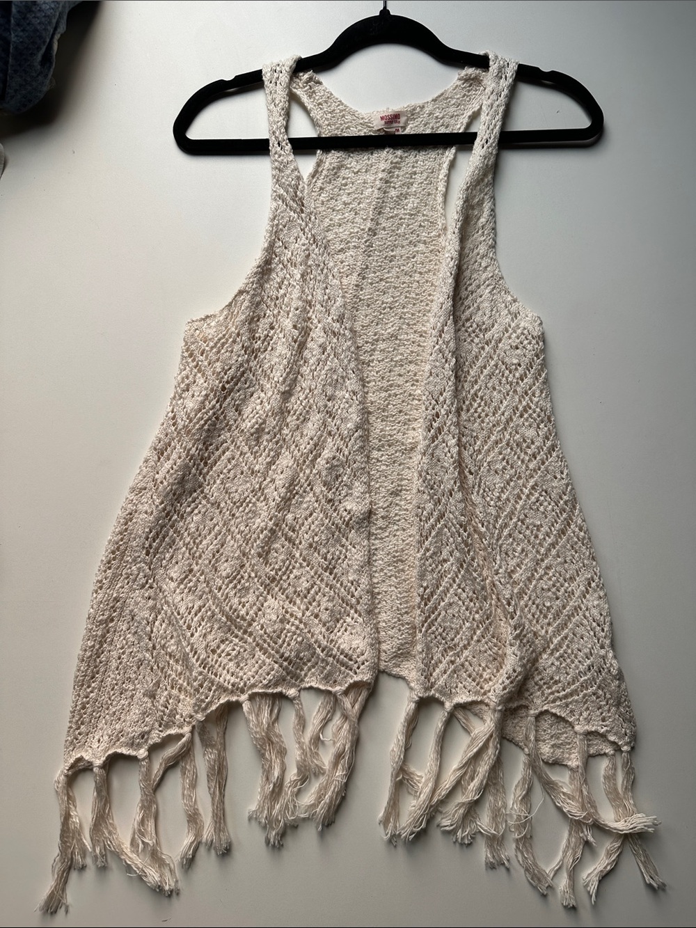 Mossimo Supply Co. Cream Open-Knit Fringe Cover-Up/Cardigan